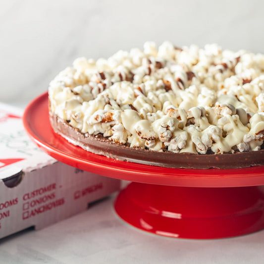 William Greenberg Desserts Chocolate Popcorn pizza with pretzels