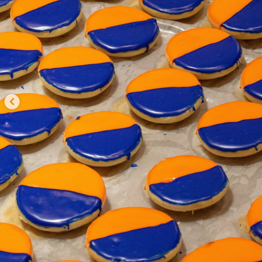 Blue and Orange Black & White cookies from William Greenberg to celebrate the Knicks win! 
