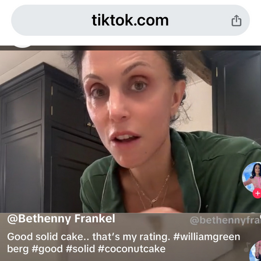 Bethany Frankel on Tik Tok praising our coconut cake