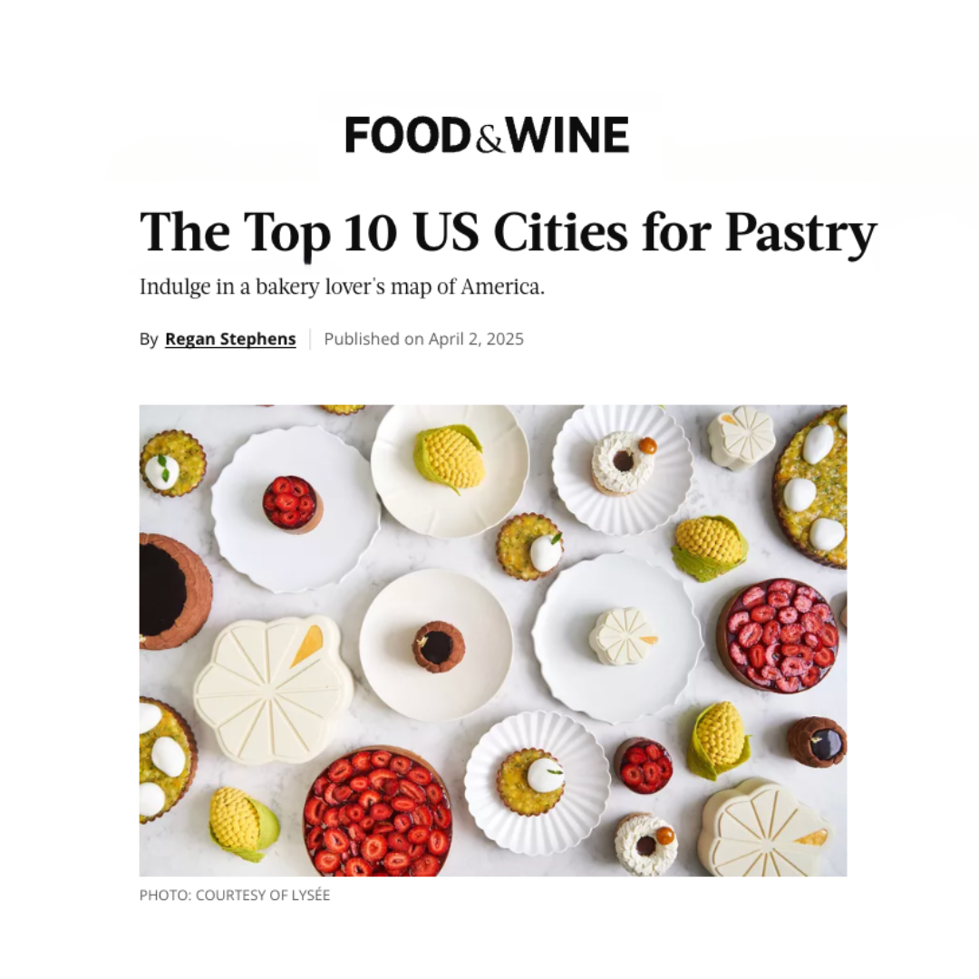 A screen capture of the Food & wine article onn The Top 10 US Cities for Pastry
