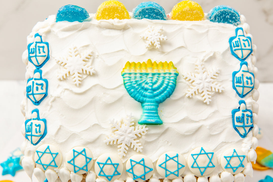 Hanukkah cake decorated with menorah