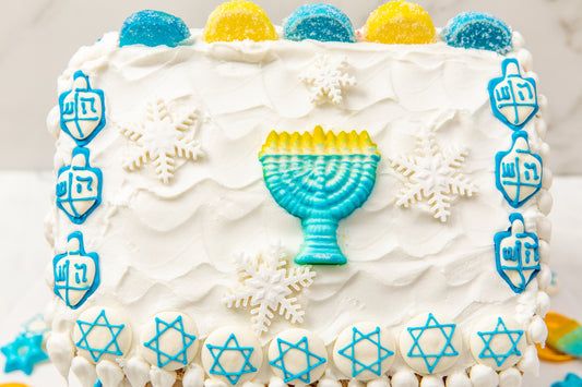 Hanukkah cake decorated with menorah