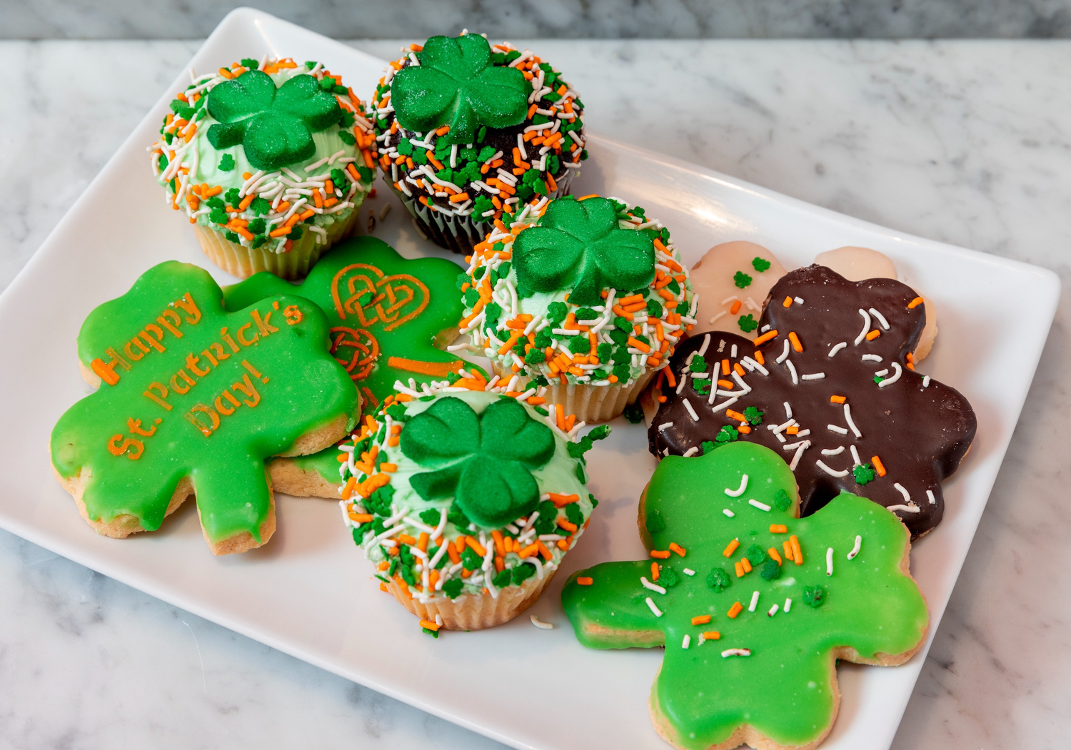 Try of St. Patrick's Day cupcakes and cookies from William Greenberg Dessers