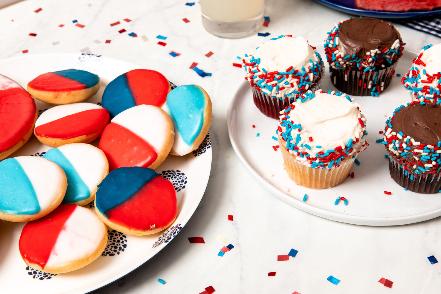 A selection of Memorial Day desserts from William Greenberg Desserts on white plates